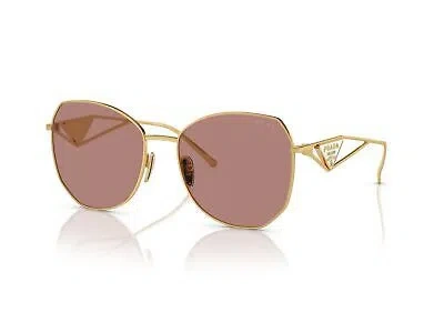 Pre-owned Prada Sunglasses Pr57ys 5ak10d 57mm Gold / Light Brown Lens