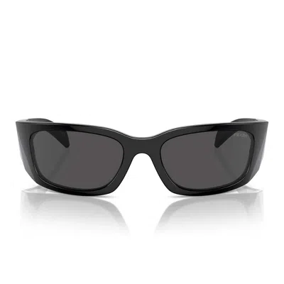 Prada Sunglasses Pra14 S 1 Ab5 S0 Black/dark Gray Women In Metallic