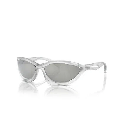 Pre-owned Prada Sunglasses Pra23s 14v60h Frosted Crystal / Clear Mirror Silver 80 Lens