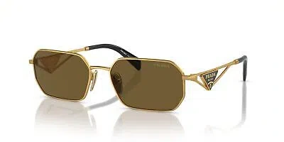Pre-owned Prada Sunglasses Pra51s 15n01t 58mm Matte Gold / Dark Brown Lens