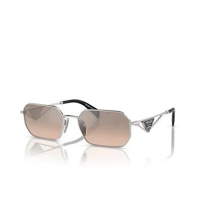 Pre-owned Prada Sunglasses Pra51s 1bc8j1 58mm Silver / Brown Mirror Silver Gradient Lens