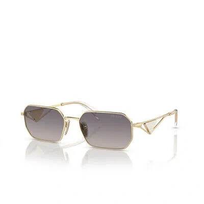 Pre-owned Prada Sunglasses Pra51s Zvn30c 58mm Pale Gold / Grad Blue Mirror Silver Lens