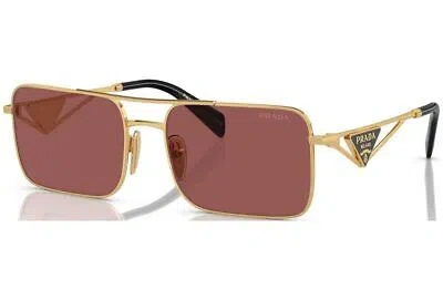 Pre-owned Prada Sunglasses Pra52s 5ak08s 56mm Gold / Dark Violet Lens In Purple