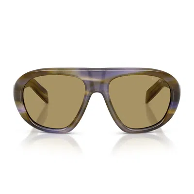 Prada Sunglasses Prc05 S 23 G70 G Striped Laguna/olive Green Women