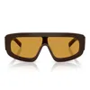 Prada 0pr D10s Rectangular Brown Acetate Sunglasses In Yellow
