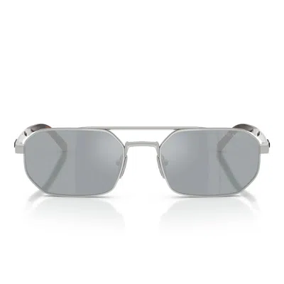 Prada Eyewear Sprd53c055e1bc Logo Rectangle Frame Sunglasses In Gray