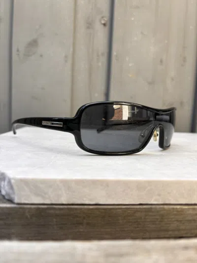 Pre-owned Prada Sunglasses Shield Wrap Spr 10d Y2k Unilense Visor 2000 In Black