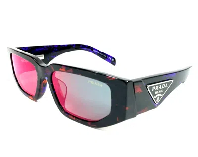 Pre-owned Prada Sunglasses Spr09z-f 06v-40e Red Blue Asian Fit W Blue Red Lenses 55-17-140 In Gray