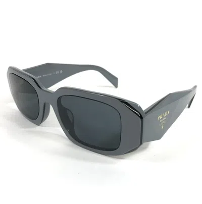 Pre-owned Prada Sunglasses Spr17w-f 11n-09t Thick Black Gray Asian Fit Frames 51-20-145