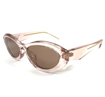 Pre-owned Prada Sunglasses Spr26z-f 19q-10d Transparent Pink Cat Eye Frames W Brown Lenses
