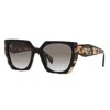 Prada Sunglasses Square Full Rim, Black/medium Havana Frame And Grey Gradient Lens Pr15wsf3890a7 In Multi