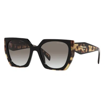 Prada Sunglasses Square Full Rim, Black/medium Havana Frame And Grey Gradient Lens Pr15wsf3890a7 In Multi