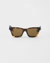 Prada Logo Rectangle-frame Sunglasses In Brown