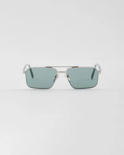 Prada Sunglasses With  Logo In Eden Green Lenses
