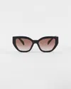 Prada Pr A09s Acetate Cate Eye Sunglasses In Opake Gläser Mit Farbverlauf In Dunkelbraun