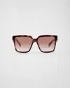 Prada Pr 24zs 07r0a6 56mm Womens Square Sunglasses In Opaque Gradient Dark Brown Lenses