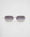Prada Silver Triangle Logo Sunglasses In Gradient Iris Lenses