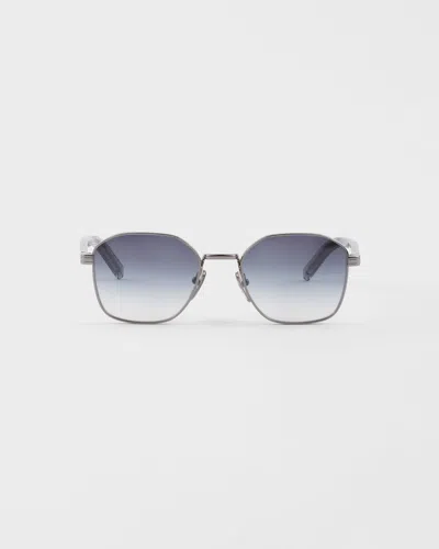 Prada Sunglasses With The Iconic Metal Plaque In Blue