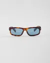Prada Rectangle-frame Sunglasses In Gläser In Türkis