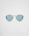 Prada Sonnenbrille Mit Der Ikonischen Plakette Aus Metall In Meerblaue Gläser