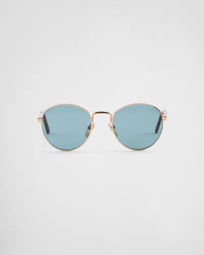 Prada Sonnenbrille Mit Der Ikonischen Plakette Aus Metall In Meerblaue Gläser