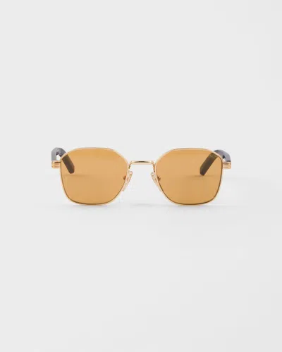 Prada Sunglasses With The Iconic Metal Plaque In Yellow