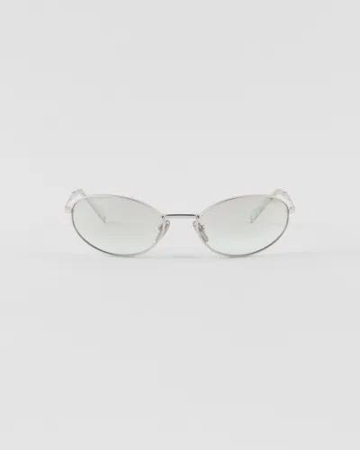 Prada Sunglasses With The  Logo In Chlorophyll Green Lenses