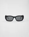 Prada Dark Grey Rectangular Ladies Sunglasses Pr B05s 09q08z 53 In Slate Gray Lenses