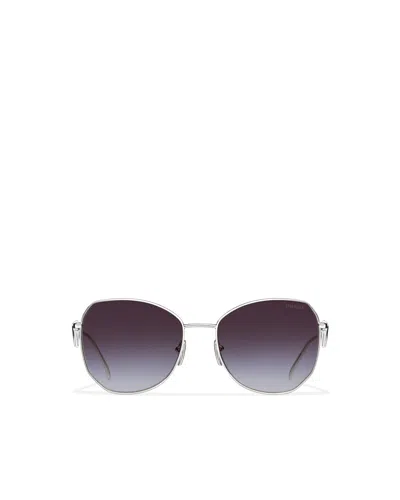 Prada Sunglasses With Triangle Logo In Silver