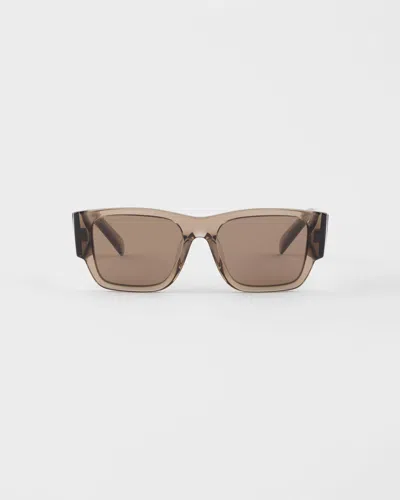 Prada Sunglasses With Triangle Logo In Brown