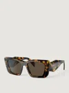 Prada 0pr 08ys Bold Rectangular Tortoiseshell Sunglasses In Brown