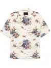 Prada Floral Print Short-sleeved Shirt In Neutrals