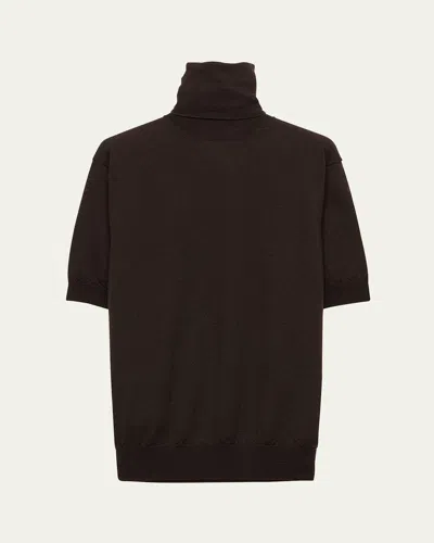 Prada Superfine Cashmere F 18 Short Sleeve Turtleneck In Black