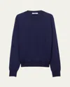 Prada Superfine Cashmere Knit Crewneck Sweater In Blue