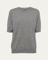 Prada Superfine Cashmere Knit Shirt In Grigio