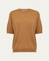 Prada Superfine Cashmere Knit Shirt In Sughero