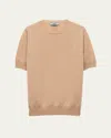 Prada Superfine Cashmere Short-sleeve Sweater In Animal Print