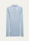 Prada Cashmere And Silk Polo Shirt In F0013 Azzurro