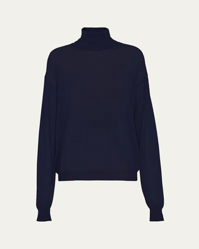 Prada Superfine Cashmere Turtleneck Sweater In Blue