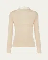 Prada Superfine Cotton Knit Mock-neck Top In Albino