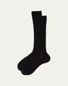 Prada Superfine Ribbed Knit Socks In Nero