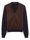 Prada Superfine Wool And Suede Sweater In Multi