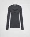 Prada Womens Grey Superfine Crew-neck Wool Knitted Jumper In Anthracite Gray