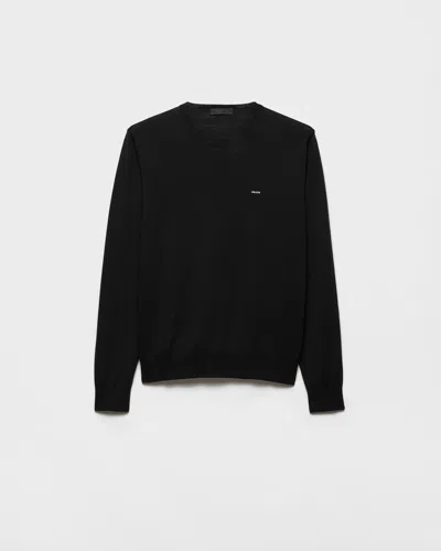 PRADA SUPERFINE WOOL CREW-NECK SWEATER
