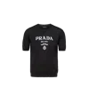 Prada Men's Wool Embroidered Logo Jersey In Black