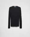 Prada Rundhalspullover Aus Superfine-wool In Schwarz