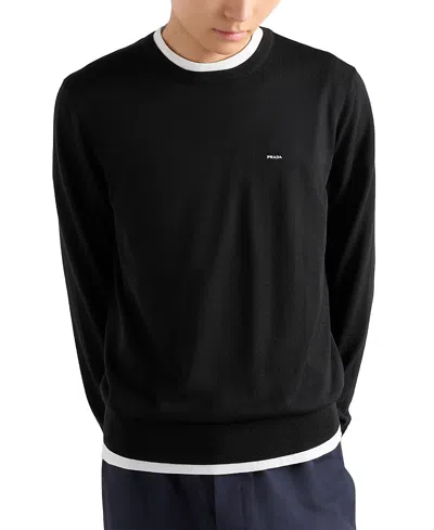 Prada Superfine Wool Crew-neck Sweater In Animal Print