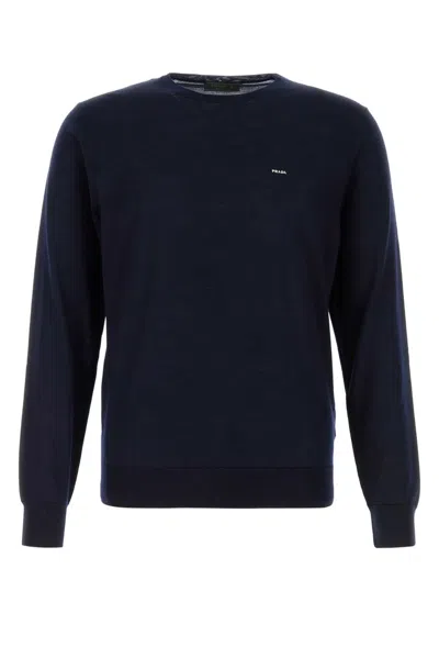 Prada Superfine Wool Crewneck Sweater In Black