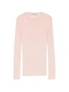 Prada Wool Knit Long Sleeve Crew Neck In Pink