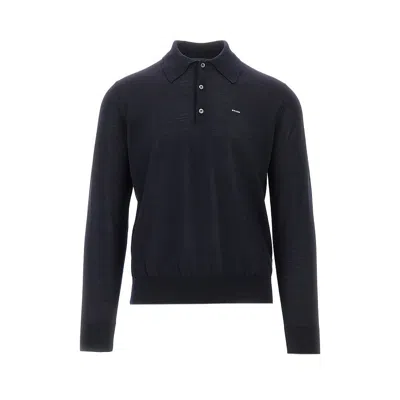 Prada Superfine Wool Polo Shirt In Blue